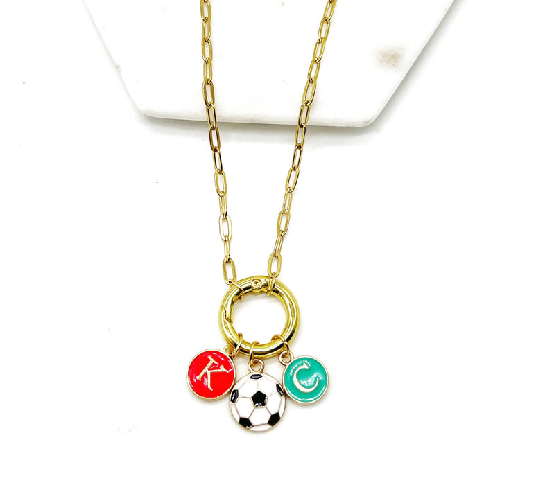 Baubles by B -  KC Current Soccer Charm Enamel Kansas City Necklace