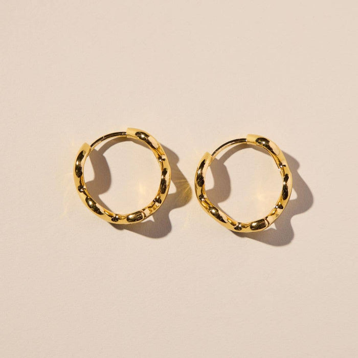 Nickel and Suede - Gold Squiggle Hoops