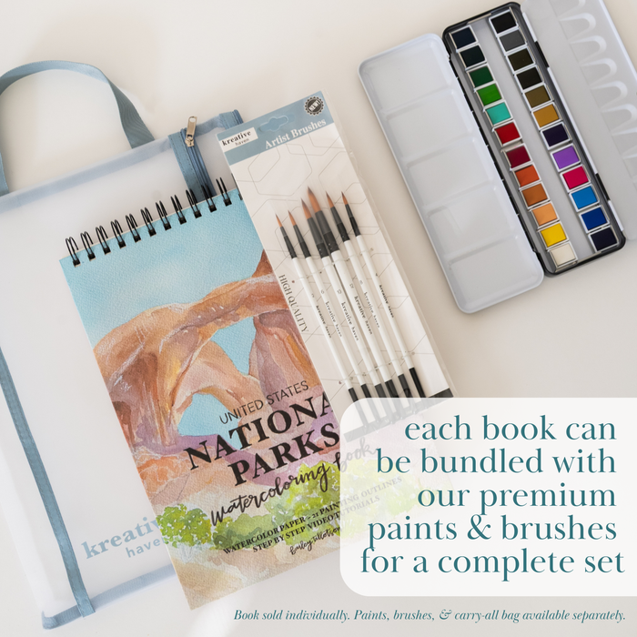 Bailey Rae Studio - National Parks Watercoloring Book-Outlines w/Video Tutorials