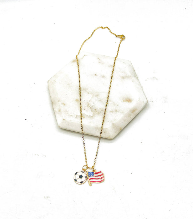 Baubles by B - World Cup Fifa Soccer America USA Futbol Charm Necklace