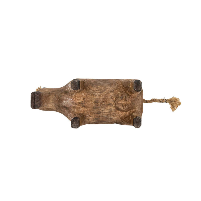 Foreside Home & Garden - Prescott Carved Cow Deco Accent Natural Wood Fall Decor