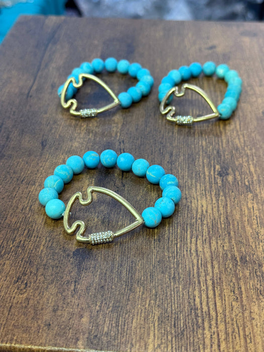 Paco Designs - NEW! Bling Arrowhead Chunky Stone Stretch Bracelet: Amazonite