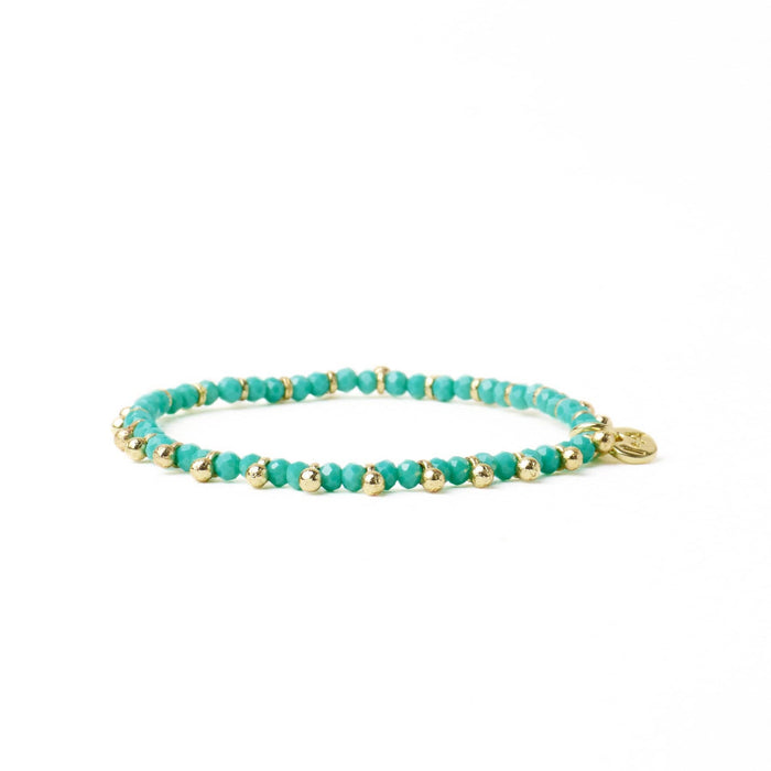 INK + ALLOY - Kami Crystal With Brass Charm Stretch Bracelet Teal + Gold Wholesale