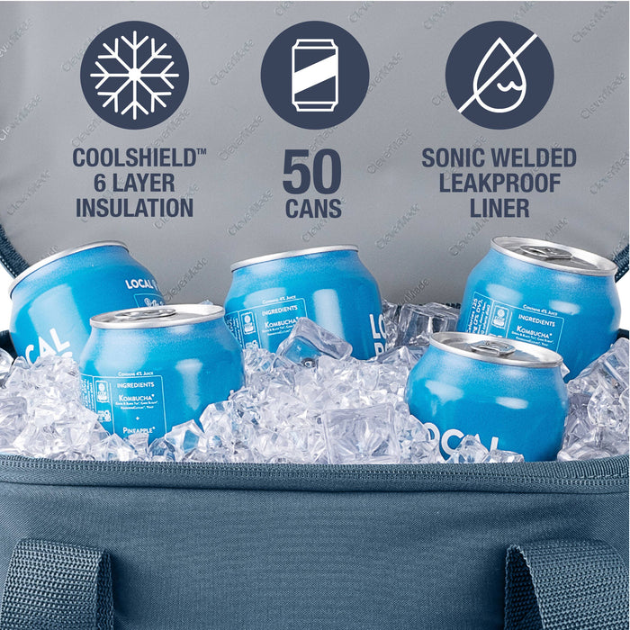 CleverMade - Pacifica Collapsible Cooler: Charcoal/Cognac / 30 Can