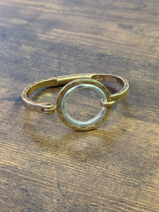 Paco Designs - Two Tone Hammered Full Circle Cuff: Gold