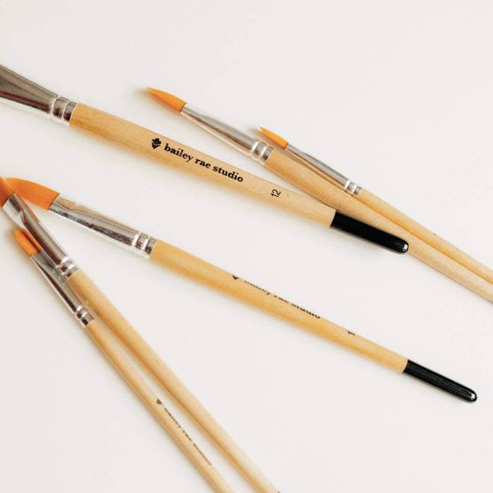 Bailey Rae Studio - Filbert Watercolor Brush Set -- 6 piece