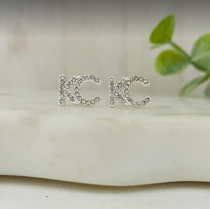 KC Rhinestone Stud earrings: Silver