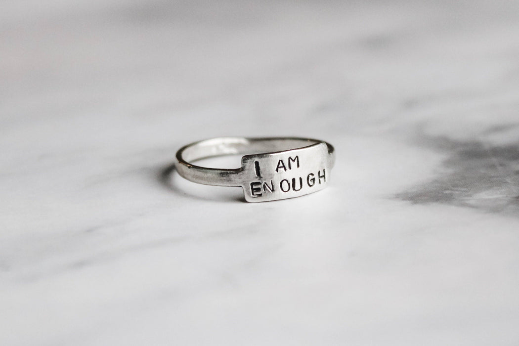 Grace and Faith Designs - Silver  I Am Enough Mantra Ring